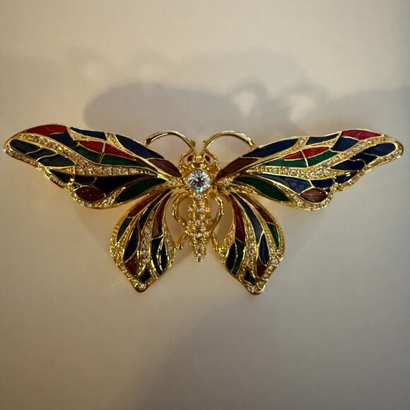 Camrose and Kross JBK Jackie Kennedy Enamel Vintage Butterfly Brooch - Picture 1 of 3